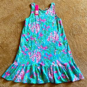 Lilly Pulitzer Kristen Flounce Dress Amalfie Blue Best Fishes New!
